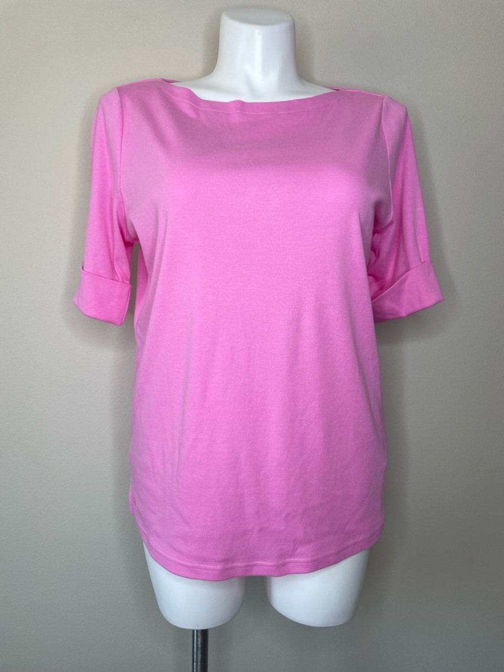 NEW Lauren Ralph Lauren Pink Boatneck Short Sleeve Tee - Picture 2 of 9